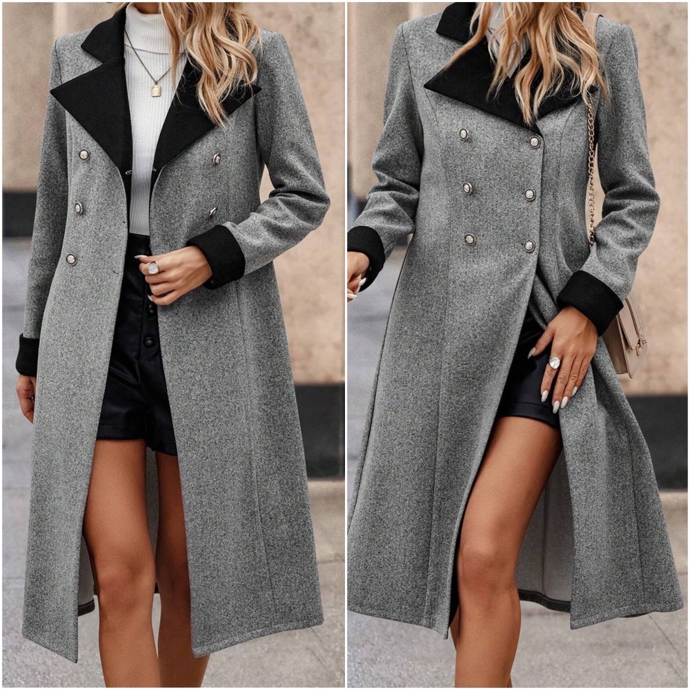 Classic Two Tone Button Color Block jacket Coat - Picture 1 of 3